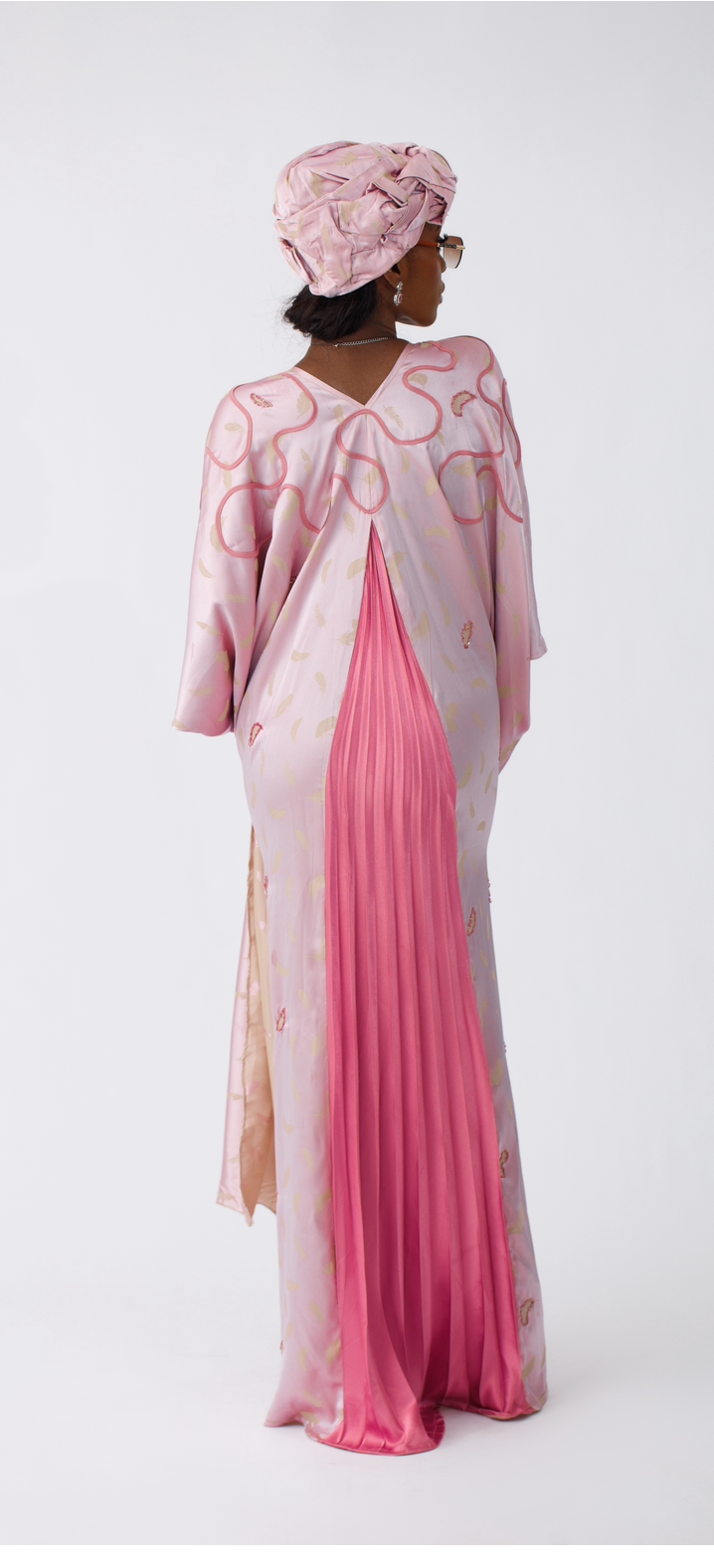 Beaded Satin Jacquard Kaftan
