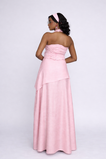 Blush Gingham Halter Two-Piece set