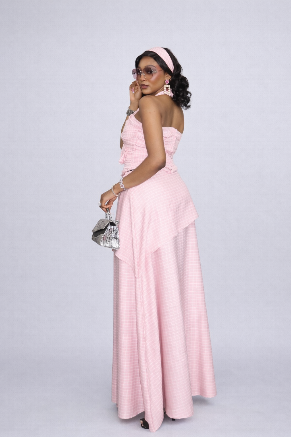 Blush Gingham Halter Two-Piece set