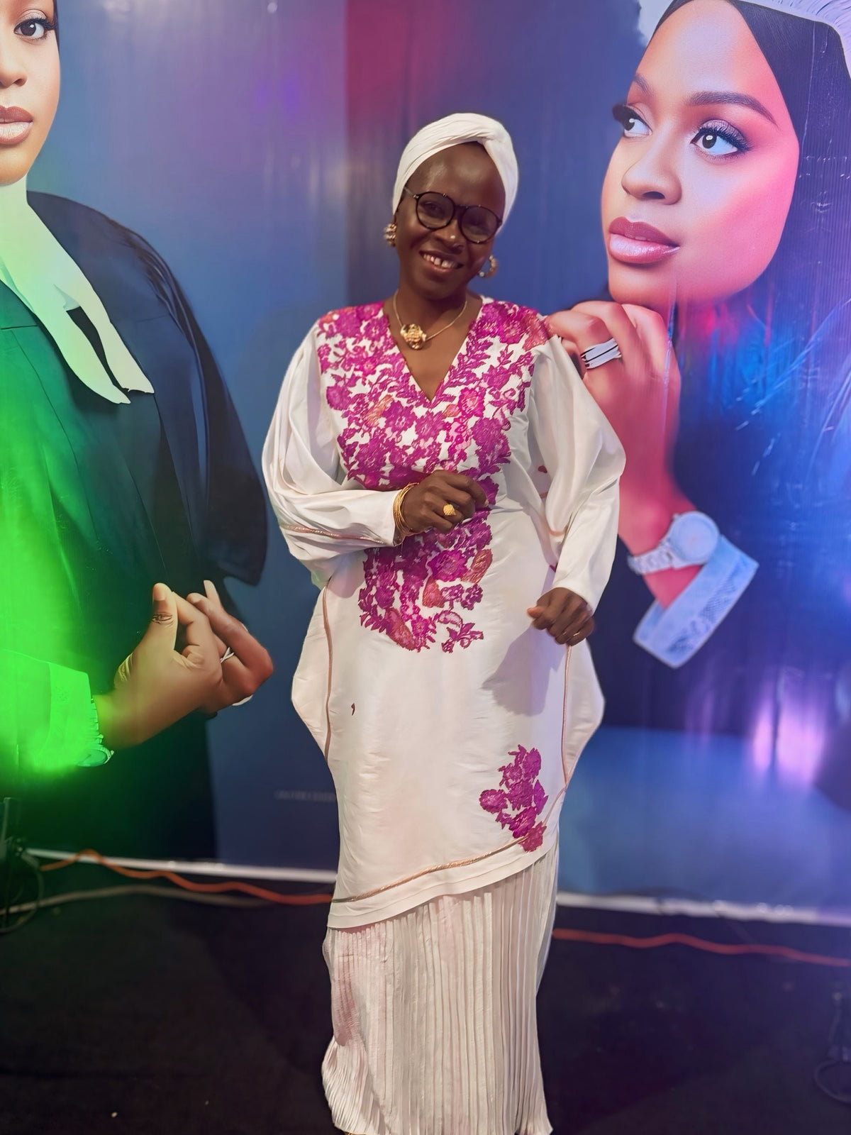 Olaide Kaftan in Grecian White and Pink