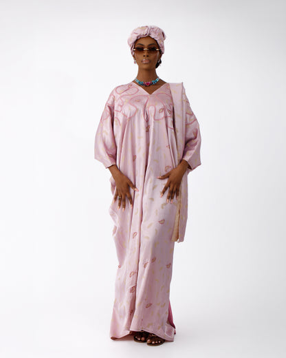 Beaded Satin Jacquard Kaftan