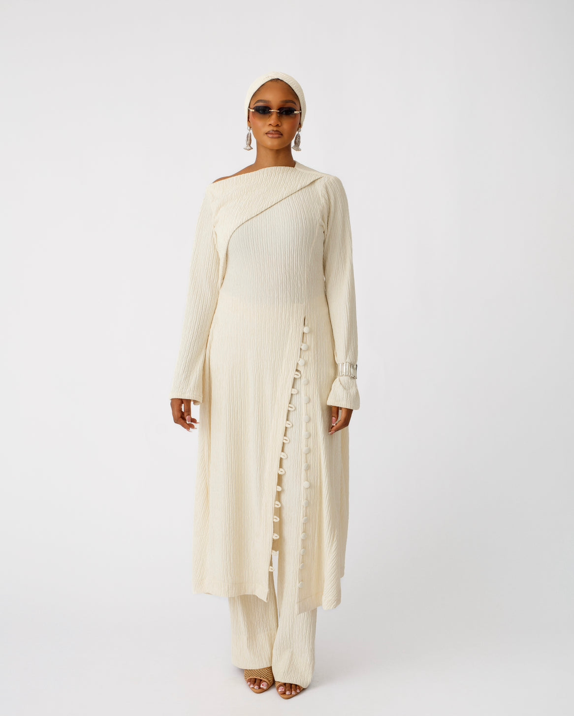 Sculpt Pleat Co-Ord Set (Ivory Cream)