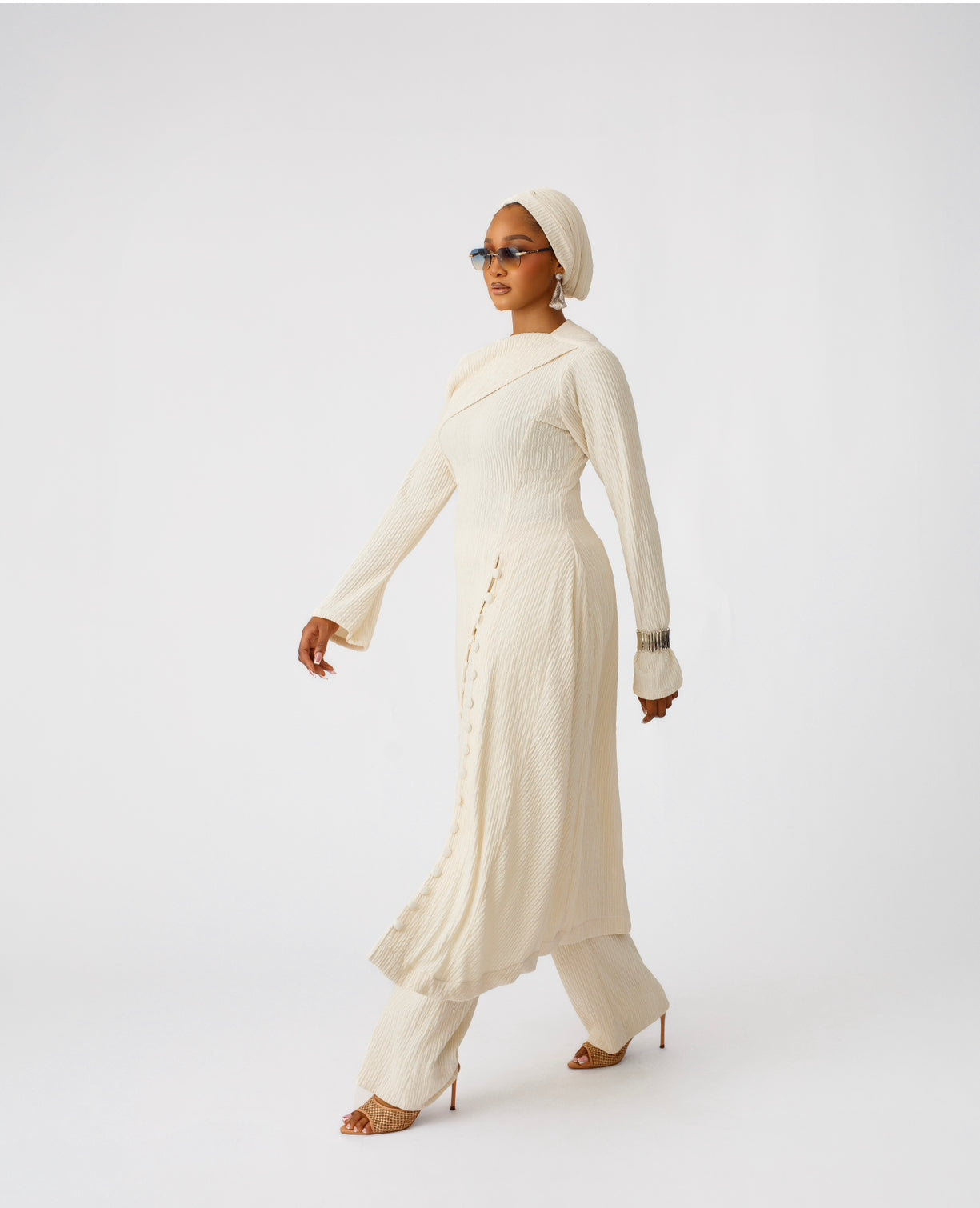 Sculpt Pleat Co-Ord Set (Ivory Cream)