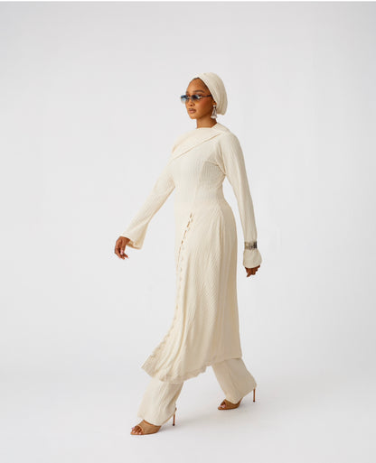 Sculpt Pleat Co-Ord Set (Ivory Cream)