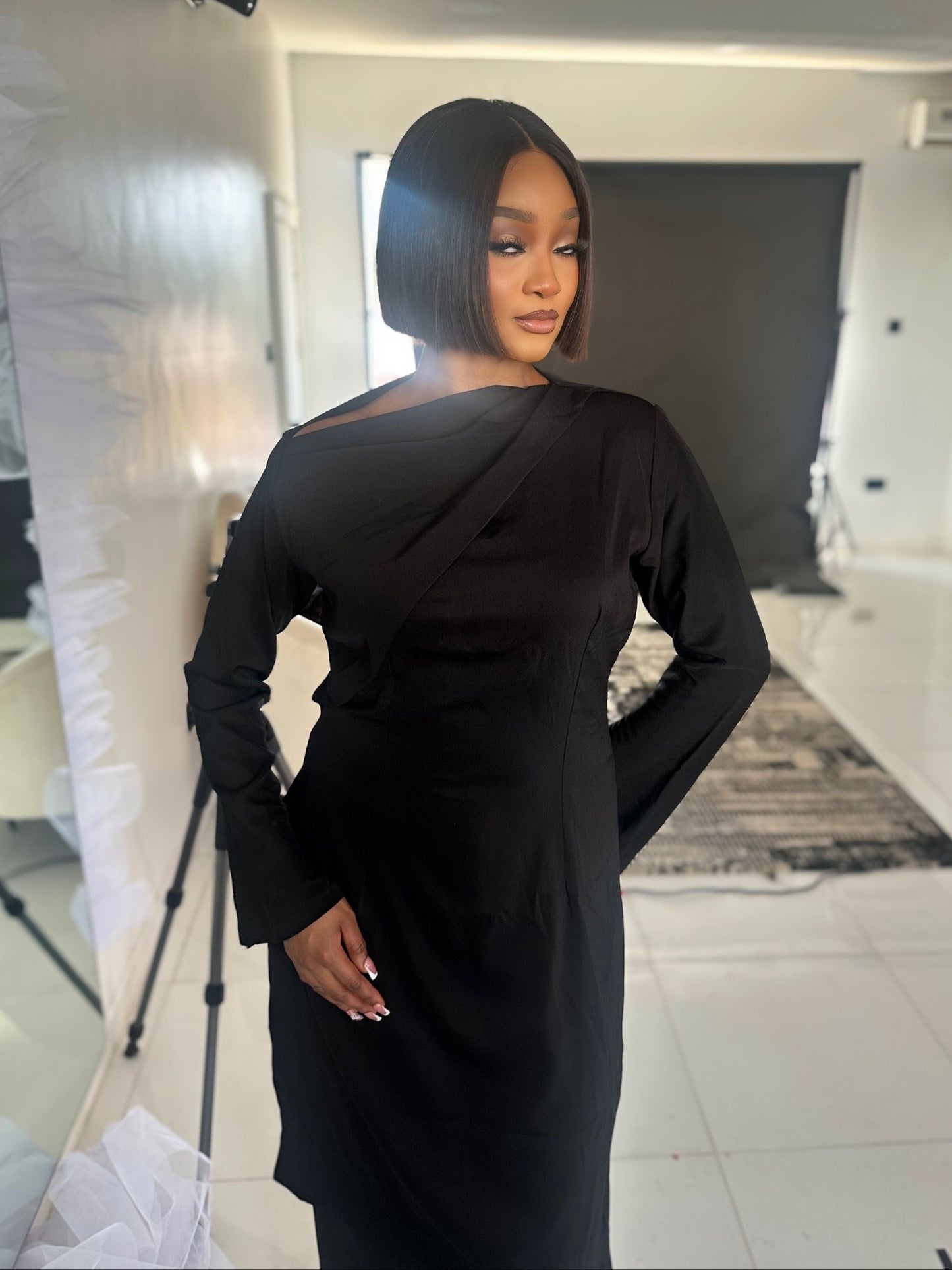 Sculpt Pleat Co-Ord Set (Black and Nude)