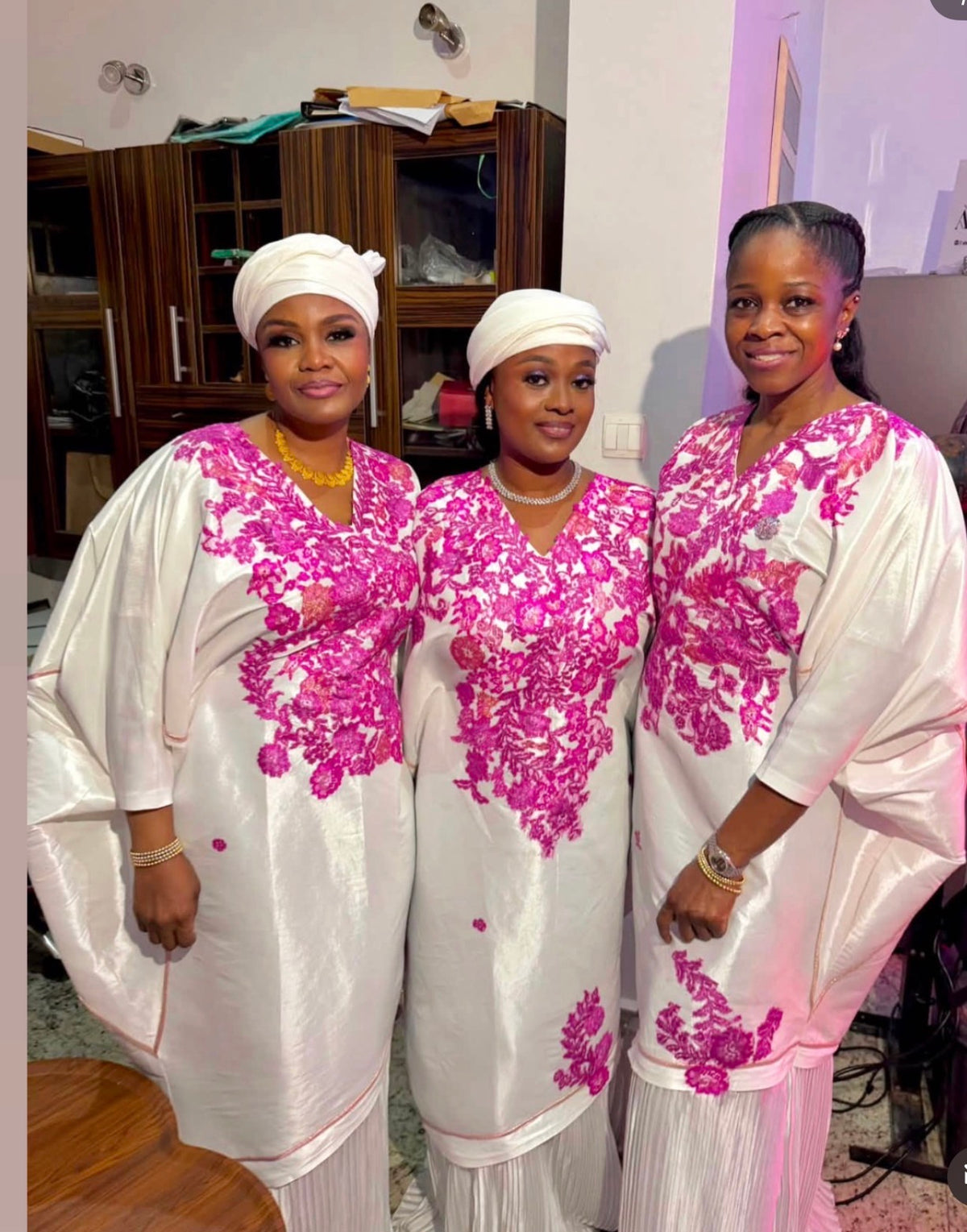 Olaide Kaftan in Grecian White and Pink