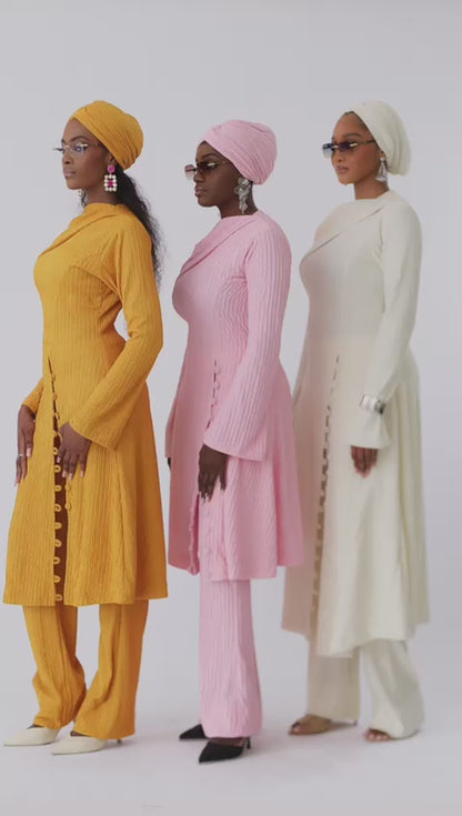 Sculpt Pleat Co-Ord Set (Ivory Cream)