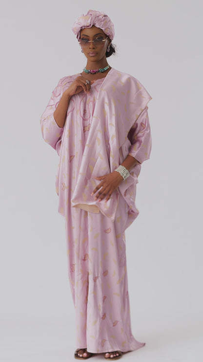 Beaded Satin Jacquard Kaftan